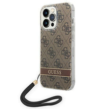 Заредете изображение във визуализатора на галерията – Guess GUOHCP14XH4STW iPhone 14 Pro Max 6.7 "brown / brown hardcase 4G Print Strap - TopMag
