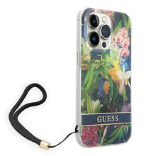 Заредете изображение във визуализатора на галерията – Guess GUOHCP14XHFLSB iPhone 14 Pro Max 6.7 "blue / blue hardcase Flower Strap - TopMag
