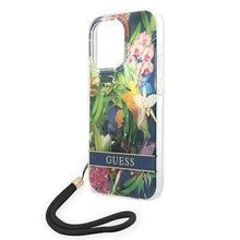 Заредете изображение във визуализатора на галерията – Guess GUOHCP14XHFLSB iPhone 14 Pro Max 6.7 "blue / blue hardcase Flower Strap - TopMag
