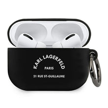 Заредете изображение във визуализатора на галерията – Karl Lagerfeld KLACAPSILRSGBK AirPods Pro cover black / black Silicone RSG - TopMag

