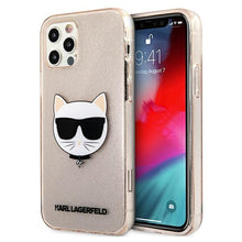 Заредете изображение във визуализатора на галерията – Karl Lagerfeld KLHCP12MCHTUGLGO iPhone 12/12 Pro 6,1" złoty/gold hardcase Glitter Choupette - TopMag
