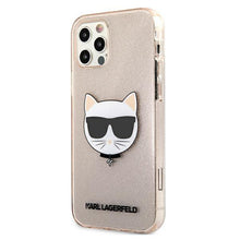 Заредете изображение във визуализатора на галерията – Karl Lagerfeld KLHCP12MCHTUGLGO iPhone 12/12 Pro 6,1" złoty/gold hardcase Glitter Choupette - TopMag
