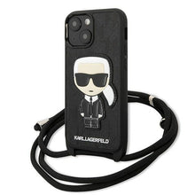 Заредете изображение във визуализатора на галерията – Karl Lagerfeld KLHCP13SCMNIPK iPhone 13 mini 5,4 "hardcase black / black Leather Monogram Patch and Cord Iconik - TopMag
