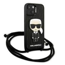 Заредете изображение във визуализатора на галерията – Karl Lagerfeld KLHCP13SCMNIPK iPhone 13 mini 5,4 "hardcase black / black Leather Monogram Patch and Cord Iconik - TopMag
