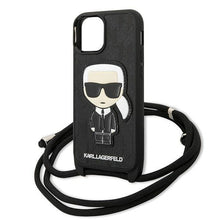 Заредете изображение във визуализатора на галерията – Karl Lagerfeld KLHCP13SCMNIPK iPhone 13 mini 5,4 "hardcase black / black Leather Monogram Patch and Cord Iconik - TopMag
