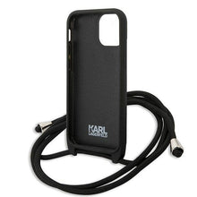 Заредете изображение във визуализатора на галерията – Karl Lagerfeld KLHCP13SCMNIPK iPhone 13 mini 5,4 "hardcase black / black Leather Monogram Patch and Cord Iconik - TopMag
