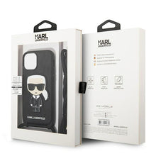 Заредете изображение във визуализатора на галерията – Karl Lagerfeld KLHCP13SCMNIPK iPhone 13 mini 5,4 "hardcase black / black Leather Monogram Patch and Cord Iconik - TopMag
