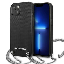 Заредете изображение във визуализатора на галерията – Karl Lagerfeld KLHCP13SPMK iPhone 13 mini 5,4 "hardcase black / black Leather Textured and Chain - TopMag
