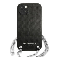 Заредете изображение във визуализатора на галерията – Karl Lagerfeld KLHCP13SPMK iPhone 13 mini 5,4 "hardcase black / black Leather Textured and Chain - TopMag
