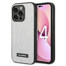 Заредете изображение във визуализатора на галерията – Karl Lagerfeld KLHCP14LG2ELS iPhone 14 Pro 6.1 "hardcase silver / silver Glitter Plaque Logo
