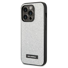 Заредете изображение във визуализатора на галерията – Karl Lagerfeld KLHCP14LG2ELS iPhone 14 Pro 6.1 "hardcase silver / silver Glitter Plaque Logo
