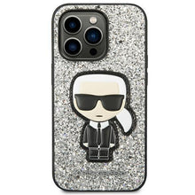 Заредете изображение във визуализатора на галерията – Karl Lagerfeld KLHCP14LGFKPG iPhone 14 Pro 6.1 "hardcase silver / silver Glitter Flakes Ikonik - TopMag
