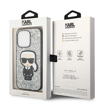 Заредете изображение във визуализатора на галерията – Karl Lagerfeld KLHCP14LGFKPG iPhone 14 Pro 6.1 "hardcase silver / silver Glitter Flakes Ikonik - TopMag
