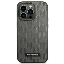 Заредете изображение във визуализатора на галерията – Karl Lagerfeld KLHCP14LSAKLHPG iPhone 14 Pro 6.1 "hardcase gray / gray Saffiano Mono Metal Logo - TopMag
