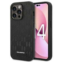Заредете изображение във визуализатора на галерията – Karl Lagerfeld KLHCP14LSAKLHPK iPhone 14 Pro 6.1 "hardcase black / black Saffiano Mono Metal Logo - TopMag
