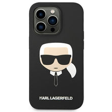 Заредете изображение във визуализатора на галерията – Karl Lagerfeld KLHCP14LSLKHBK iPhone 14 Pro 6.1 "hardcase black / black Silicone Karl`s Head - TopMag
