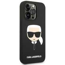 Заредете изображение във визуализатора на галерията – Karl Lagerfeld KLHCP14LSLKHBK iPhone 14 Pro 6.1 "hardcase black / black Silicone Karl`s Head - TopMag
