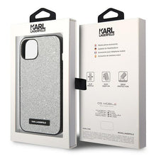 Заредете изображение във визуализатора на галерията – Karl Lagerfeld KLHCP14MG2ELS iPhone 14 Plus 6.7 "hardcase silver / silver Glitter Plaque Logo
