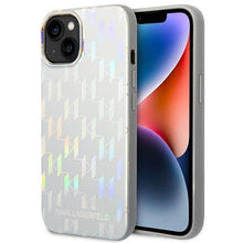 Заредете изображение във визуализатора на галерията – Karl Lagerfeld KLHCP14MLGMMSV3 iPhone 14 Plus 6.7 "hardcase silver / silver Monogram Iridescent - TopMag
