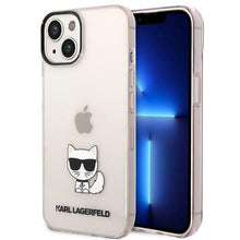 Заредете изображение във визуализатора на галерията – Karl Lagerfeld KLHCP14SCTTRI iPhone 14 6.1 "hardcase pink / pink Transparent Choupette Body - TopMag
