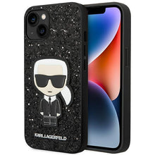Заредете изображение във визуализатора на галерията – Karl Lagerfeld KLHCP14SGFKPK iPhone 14 6.1 "hardcase black / black Glitter Flakes Ikonik - TopMag
