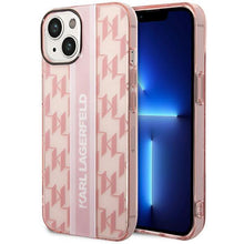 Заредете изображение във визуализатора на галерията – Karl Lagerfeld KLHCP14SHKLSPCP iPhone 14 6.1 "hardcase pink / pink Mono Vertical Stripe - TopMag
