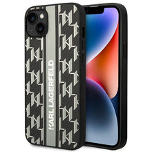 Заредете изображение във визуализатора на галерията – Karl Lagerfeld KLHCP14SPGKLSKG iPhone 14 6.1 "hardcase gray / gray Monogram Stripe - TopMag
