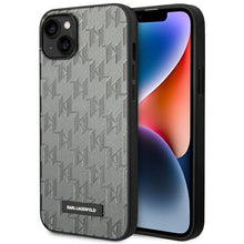 Заредете изображение във визуализатора на галерията – Karl Lagerfeld KLHCP14SSAKLHPG iPhone 14 6.1 "hardcase gray / gray Saffiano Mono Metal Logo - TopMag
