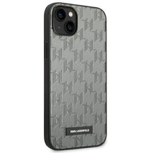 Заредете изображение във визуализатора на галерията – Karl Lagerfeld KLHCP14SSAKLHPG iPhone 14 6.1 "hardcase gray / gray Saffiano Mono Metal Logo - TopMag
