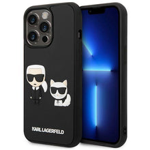 Заредете изображение във визуализатора на галерията – Karl Lagerfeld KLHCP14X3DRKCK iPhone 14 Pro Max 6,7" czarny/black hardcase Karl&amp;Choupette Ikonik 3D
