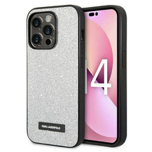 Заредете изображение във визуализатора на галерията – Karl Lagerfeld KLHCP14XG2ELS iPhone 14 Pro Max 6.7 "hardcase silver / silver Glitter Plaque Logo
