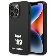 Заредете изображение във визуализатора на галерията – Karl Lagerfeld KLHCP14XSLCTBK iPhone 14 Pro Max 6.7 "hardcase black / black Silicone Choupette Body - TopMag
