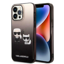 Заредете изображение във визуализатора на галерията – Karl Lagerfeld KLHCP14XTGKCK iPhone 14 Pro Max 6,7 "hardcase black / black Gradient Ikonik Karl &amp; Choupette - TopMag
