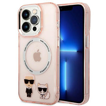 Заредете изображение във визуализатора на галерията – Karl Lagerfeld KLHMP14LHKCP iPhone 14 Pro 6.1 "hardcase pink / pink Karl &amp; Choupette Aluminum Magsafe - TopMag

