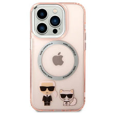 Заредете изображение във визуализатора на галерията – Karl Lagerfeld KLHMP14LHKCP iPhone 14 Pro 6.1 "hardcase pink / pink Karl &amp; Choupette Aluminum Magsafe - TopMag
