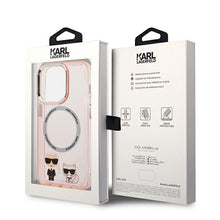 Заредете изображение във визуализатора на галерията – Karl Lagerfeld KLHMP14LHKCP iPhone 14 Pro 6.1 "hardcase pink / pink Karl &amp; Choupette Aluminum Magsafe - TopMag
