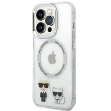 Заредете изображение във визуализатора на галерията – Karl Lagerfeld KLHMP14LHKCT iPhone 14 Pro 6.1 "hardcase transparent / transparent Karl &amp; Choupette Aluminum Magsafe - TopMag
