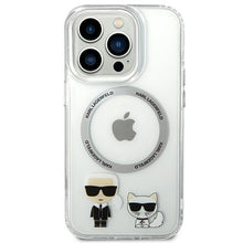 Заредете изображение във визуализатора на галерията – Karl Lagerfeld KLHMP14LHKCT iPhone 14 Pro 6.1 "hardcase transparent / transparent Karl &amp; Choupette Aluminum Magsafe - TopMag
