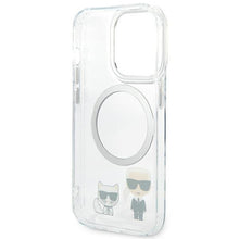 Заредете изображение във визуализатора на галерията – Karl Lagerfeld KLHMP14LHKCT iPhone 14 Pro 6.1 "hardcase transparent / transparent Karl &amp; Choupette Aluminum Magsafe - TopMag
