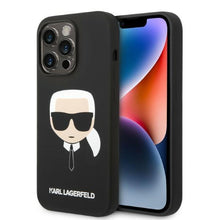 Заредете изображение във визуализатора на галерията – Karl Lagerfeld KLHMP14LSLKHBK iPhone 14 Pro 6.1 "hardcase black / black Silicone Karl`s Head Magsafe - TopMag
