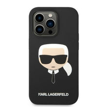 Заредете изображение във визуализатора на галерията – Karl Lagerfeld KLHMP14LSLKHBK iPhone 14 Pro 6.1 "hardcase black / black Silicone Karl`s Head Magsafe - TopMag
