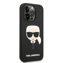 Заредете изображение във визуализатора на галерията – Karl Lagerfeld KLHMP14LSLKHBK iPhone 14 Pro 6.1 "hardcase black / black Silicone Karl`s Head Magsafe - TopMag
