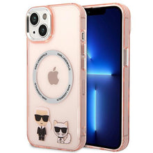 Заредете изображение във визуализатора на галерията – Karl Lagerfeld KLHMP14MHKCP iPhone 14 Plus 6.7 "hardcase pink / pink Karl &amp; Choupette Aluminum Magsafe - TopMag
