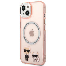Заредете изображение във визуализатора на галерията – Karl Lagerfeld KLHMP14SHKCP iPhone 14 6.1 "hardcase pink / pink Karl &amp; Choupette Aluminum Magsafe - TopMag
