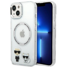 Заредете изображение във визуализатора на галерията – Karl Lagerfeld KLHMP14SHKCT iPhone 14 6.1 "hardcase transparent / transparent Karl &amp; Choupette Aluminum Magsafe - TopMag
