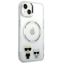 Заредете изображение във визуализатора на галерията – Karl Lagerfeld KLHMP14SHKCT iPhone 14 6.1 "hardcase transparent / transparent Karl &amp; Choupette Aluminum Magsafe - TopMag
