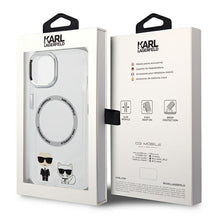 Заредете изображение във визуализатора на галерията – Karl Lagerfeld KLHMP14SHKCT iPhone 14 6.1 "hardcase transparent / transparent Karl &amp; Choupette Aluminum Magsafe - TopMag
