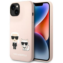 Заредете изображение във визуализатора на галерията – Karl Lagerfeld KLHMP14SSSKCI iPhone 14 6.1 "hardcase light pink / light pink Silicone Karl &amp; Choupette Magsafe - TopMag
