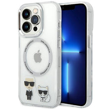 Заредете изображение във визуализатора на галерията – Karl Lagerfeld KLHMP14XHKCT iPhone 14 Pro Max 6.7 "hardcase transparent / transparent Karl &amp; Choupette Aluminum Magsafe - TopMag
