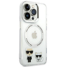 Заредете изображение във визуализатора на галерията – Karl Lagerfeld KLHMP14XHKCT iPhone 14 Pro Max 6.7 "hardcase transparent / transparent Karl &amp; Choupette Aluminum Magsafe - TopMag
